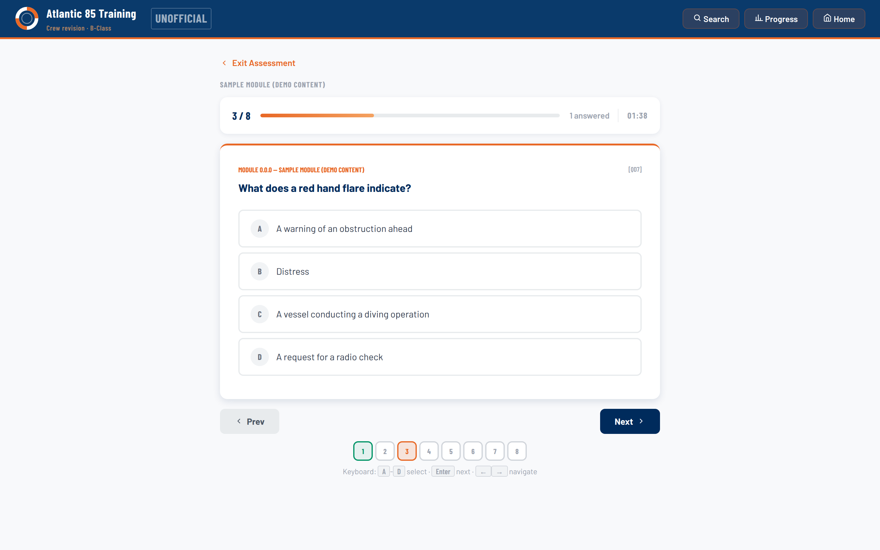 Assessment mode. Demonstration questions, not training material.